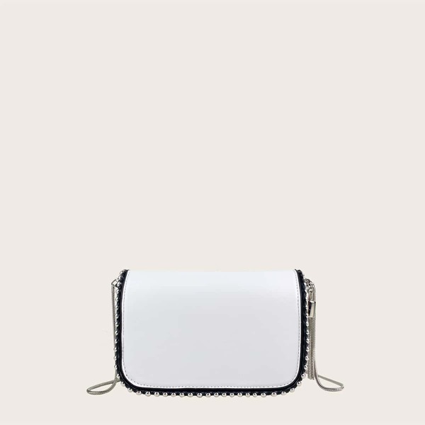 

Mini Tassel Decor Chain Crossbody Bag, White