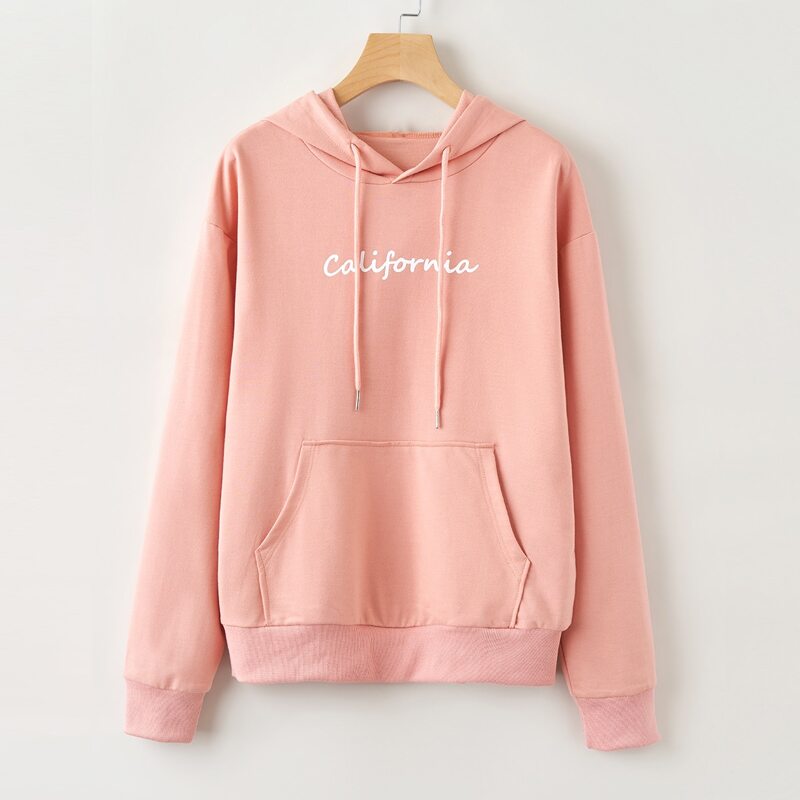 

Letter Graphic Hoodie, Coral pink