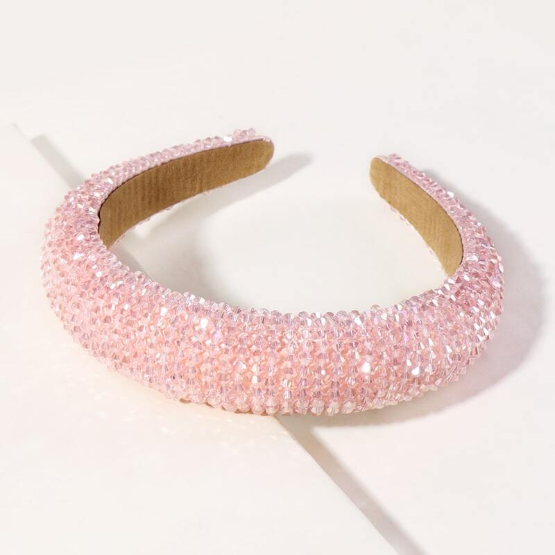 

Rhinestone Beaded Hair Hoop, Pink