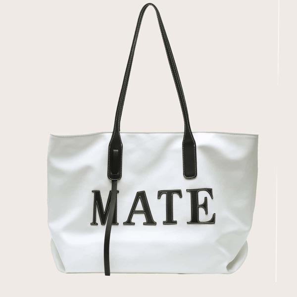 

Letter Decor Tote Bag, White