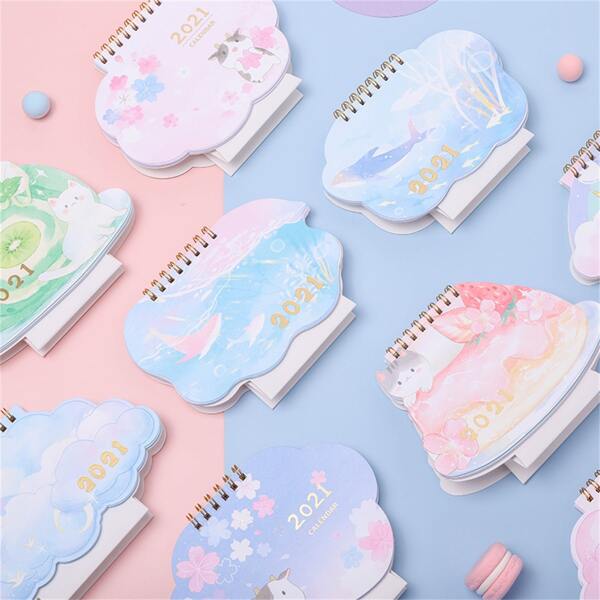 

1pc Cartoon Random 2021 Desk Calendar, Multicolor