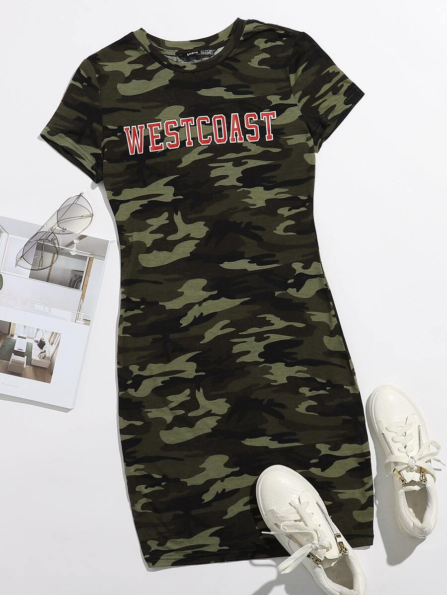 Muchica 字母圖案迷彩洋裝