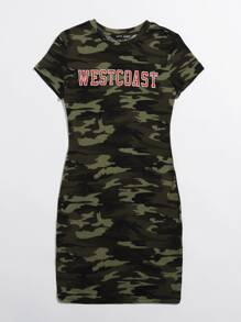 Muchica 字母圖案迷彩洋裝