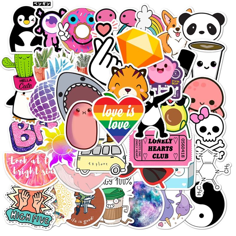 

50pcs Cartoon Animal Sticker, Multicolor