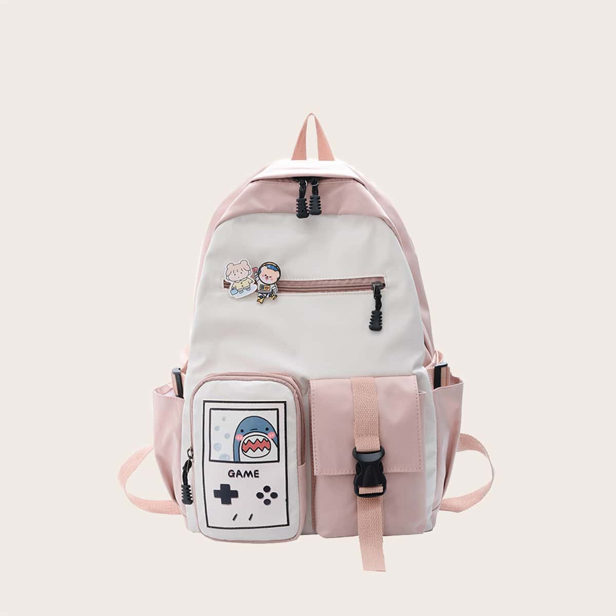 

Cartoon Graphic Backpack, Pink