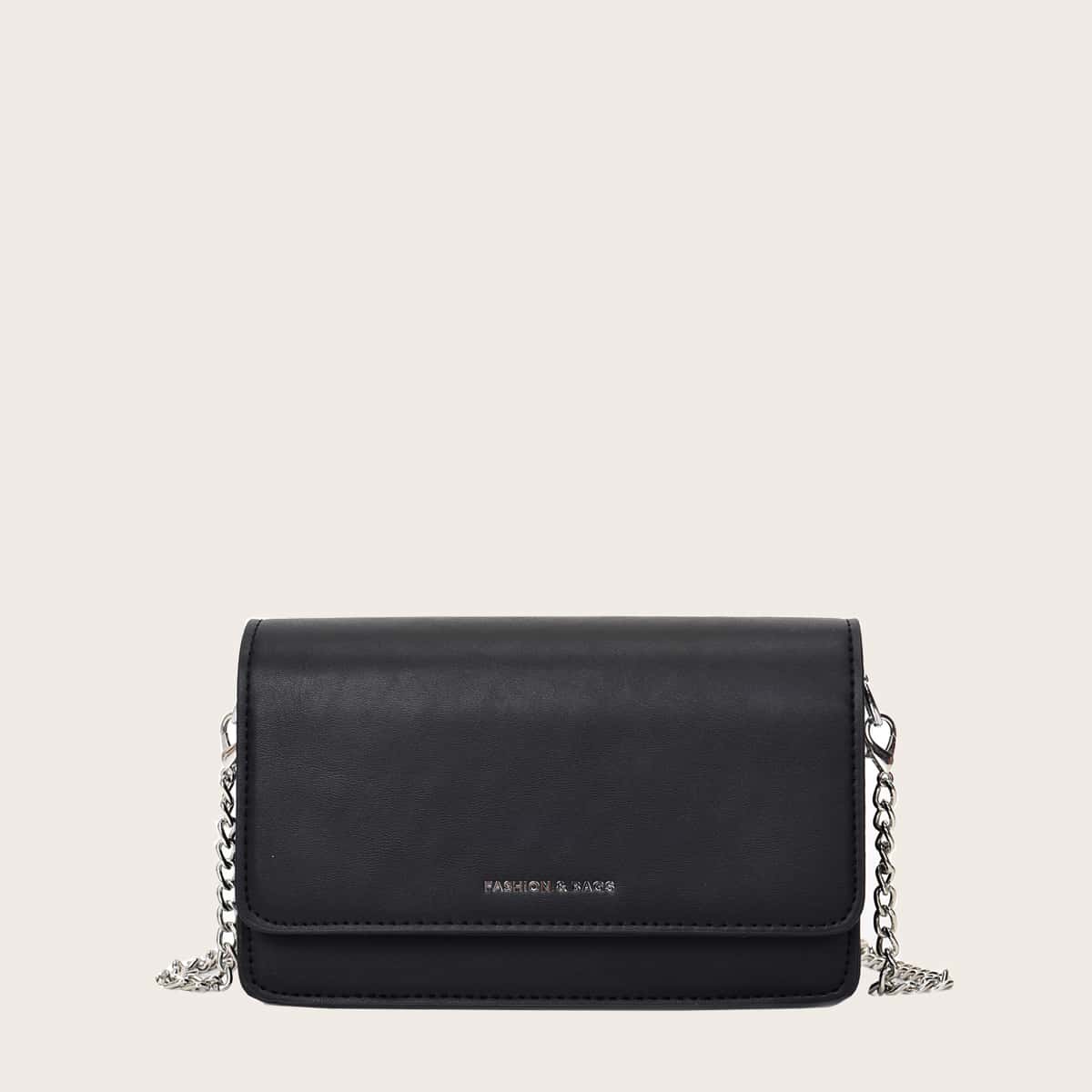 

Flap Chain Crossbody Bag, Black
