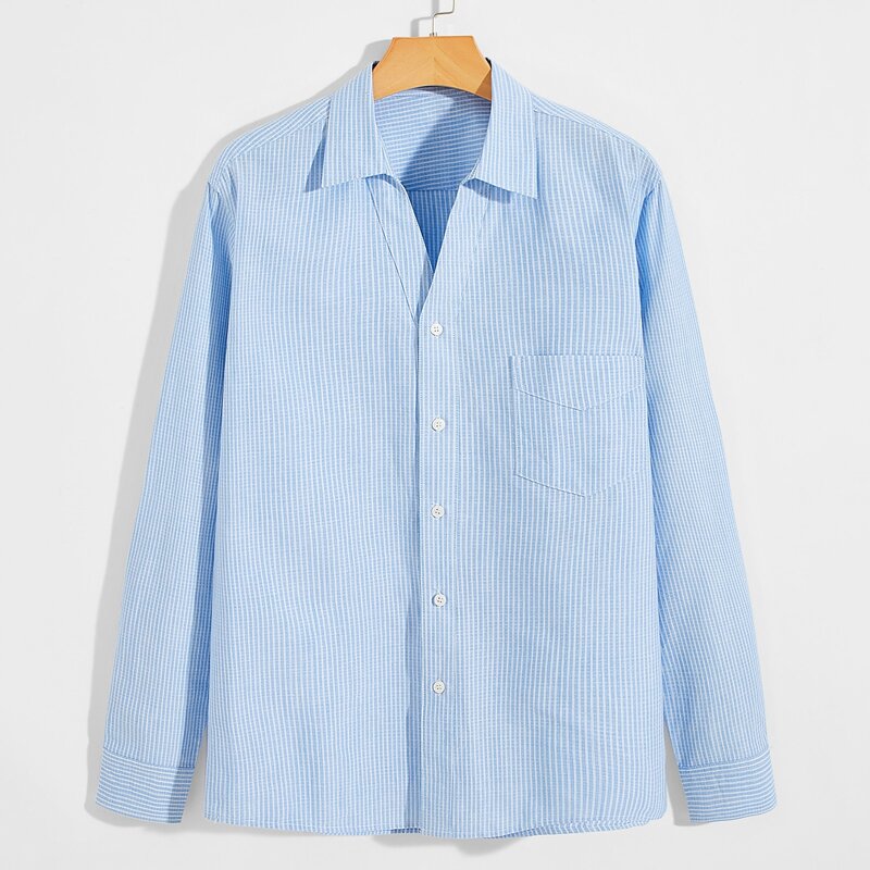 

Guys Stripe Button Up Shirt, Baby blue