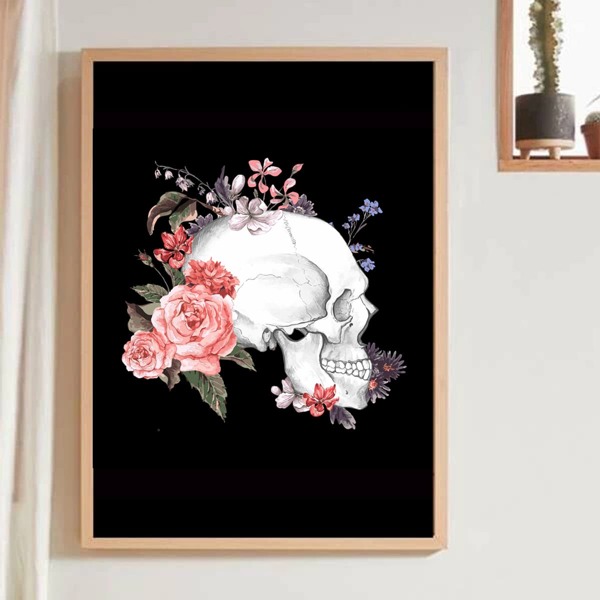 

Skull Pattern Wall Painting Without Frame, Multicolor