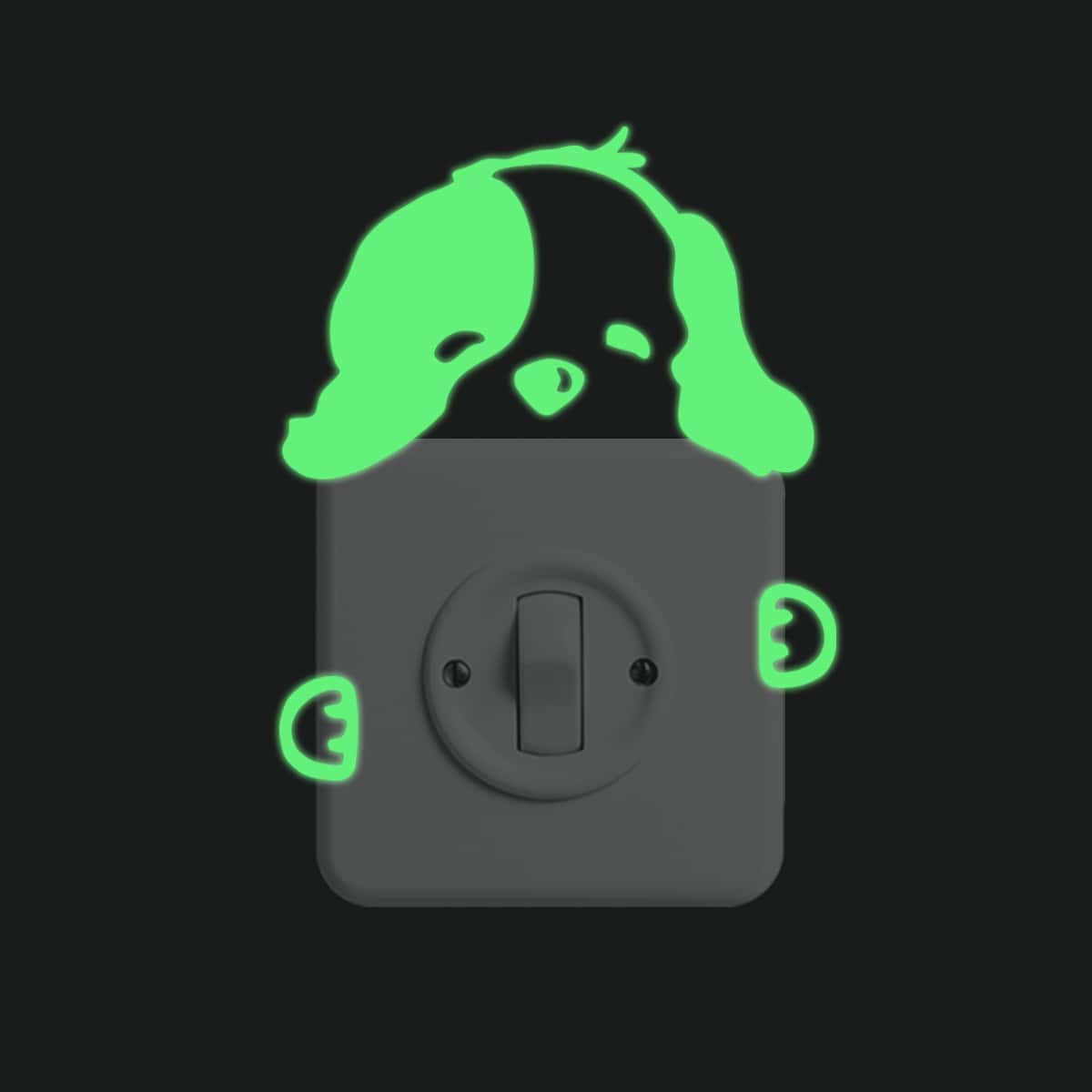 

Dog Print Luminous Switch Sticker, Green