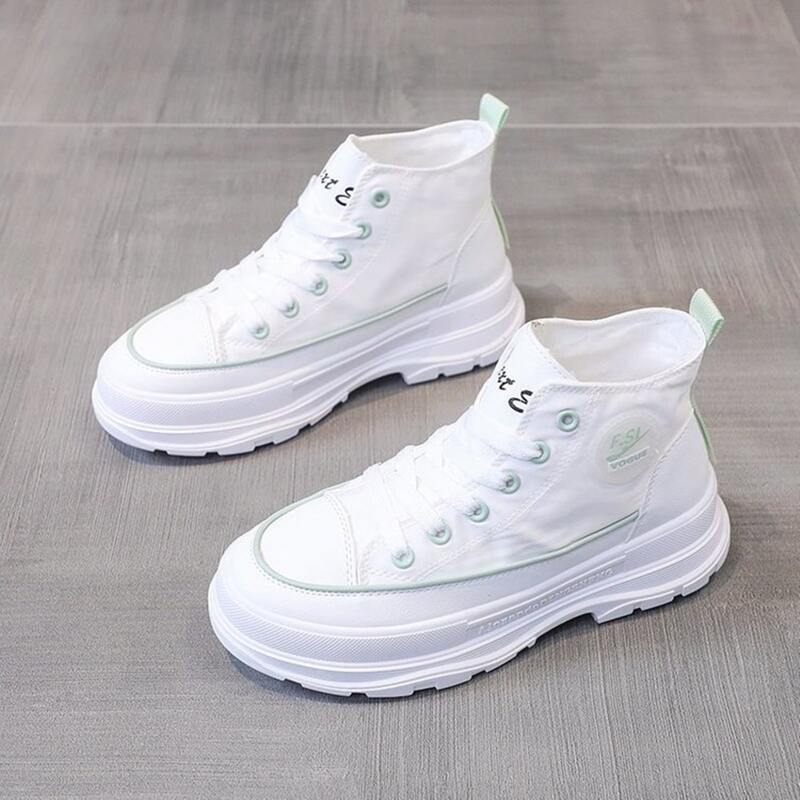 

Lace-up High Top Canvas Sneakers, White