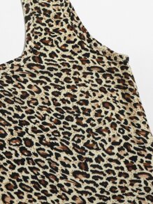 SHEIN Privé 方形領豹紋短版背心上衣 - 彩色 - 查看 4