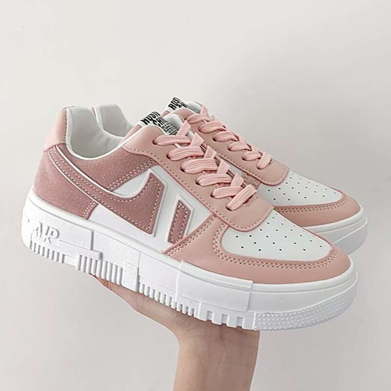 

Colorblock Lace-up Skate Shoes, Pink