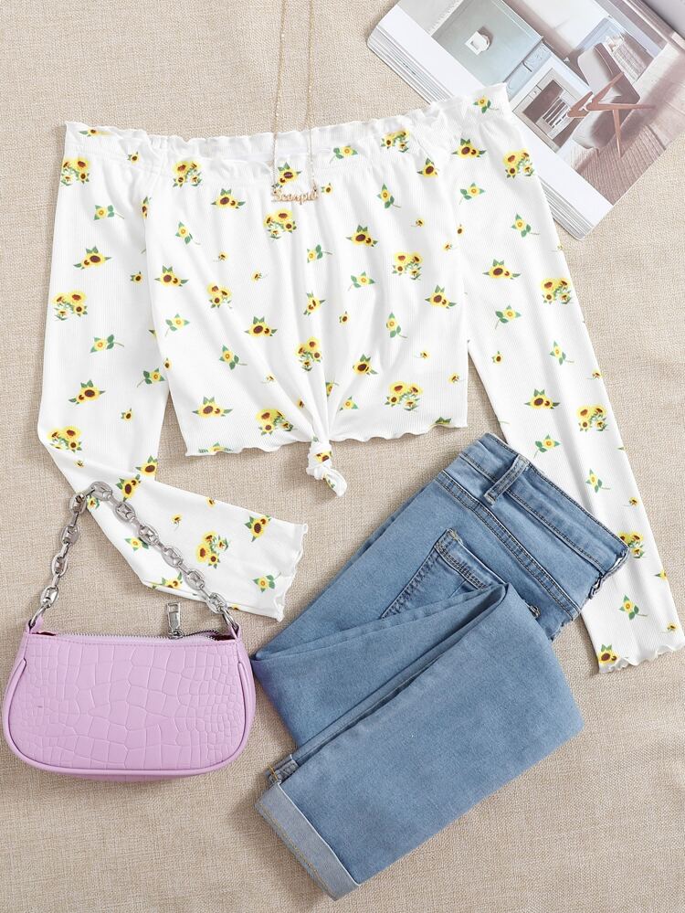 shein knot hem top