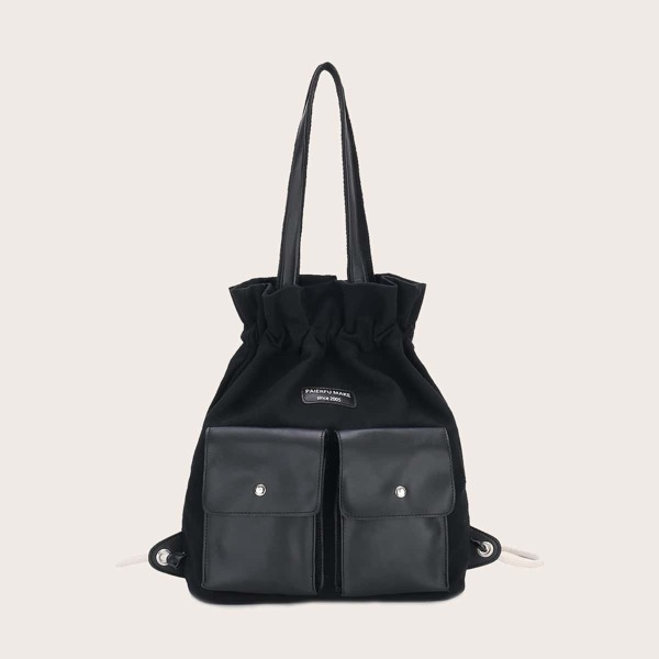 

Girls Double Handle Pocket Front Backpack, Black