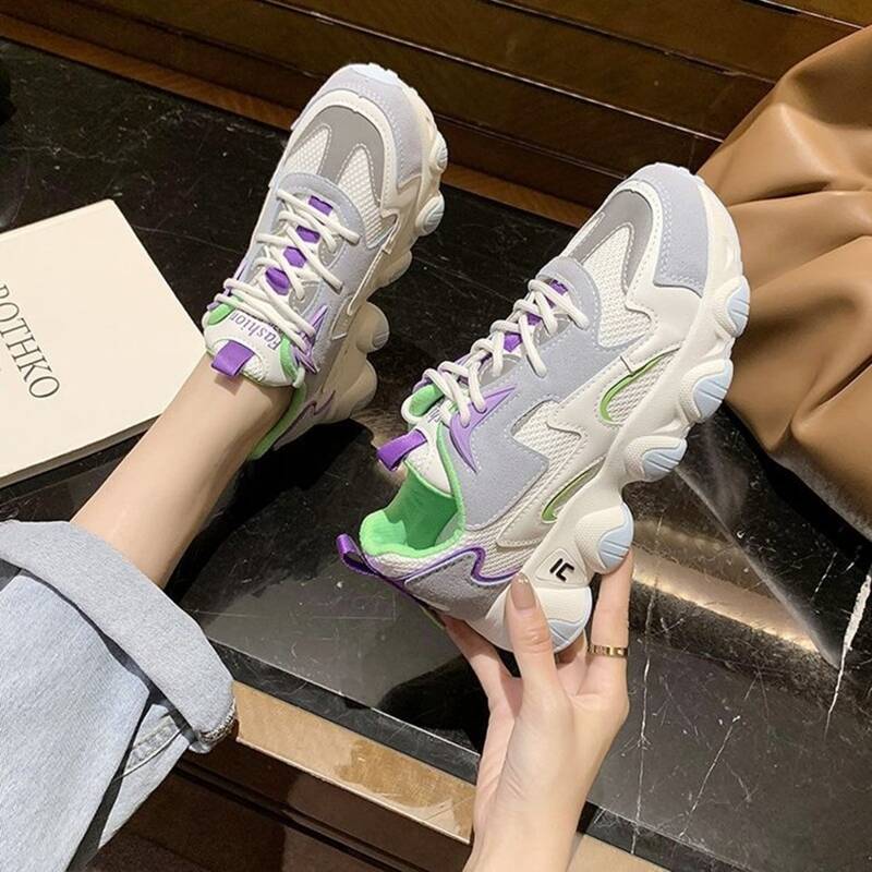 

Colorblock Lace-up Chunky Sneakers, Multicolor