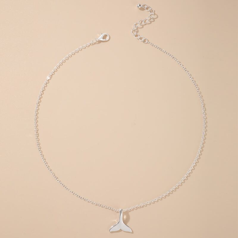 

Fish Tail Pendant Chain Necklace, Silver