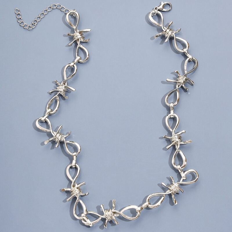 

Guys Bow Decor Chain Necklace, Silver