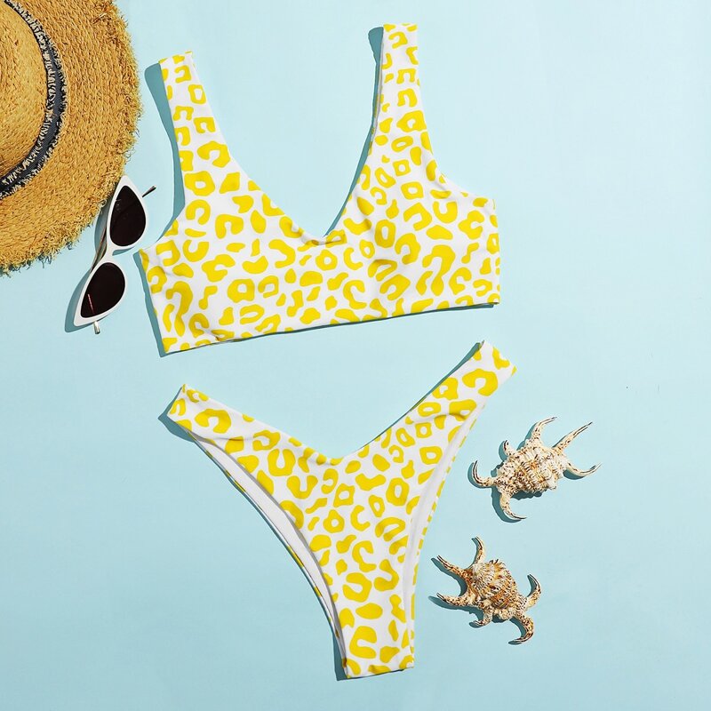 

Leopard High Leg Bikini Swimsuit, Multicolor