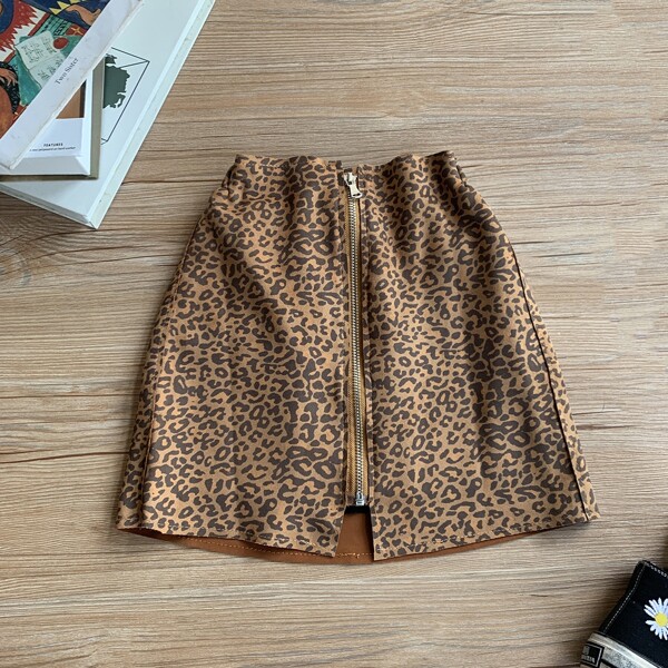

Toddler Girls Leopard Zipper Front A-line Skirt, Multicolor