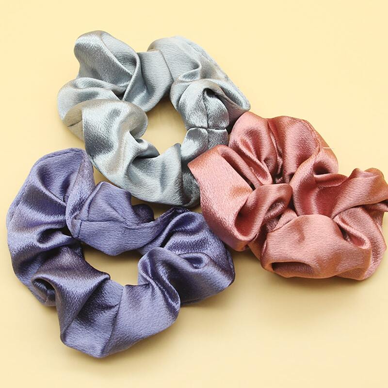 

3pcs Random Solid Scrunchie, Multicolor
