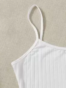 Muchica Rib-knit Cami Top & Knot Waist Pants Set - White - View 4