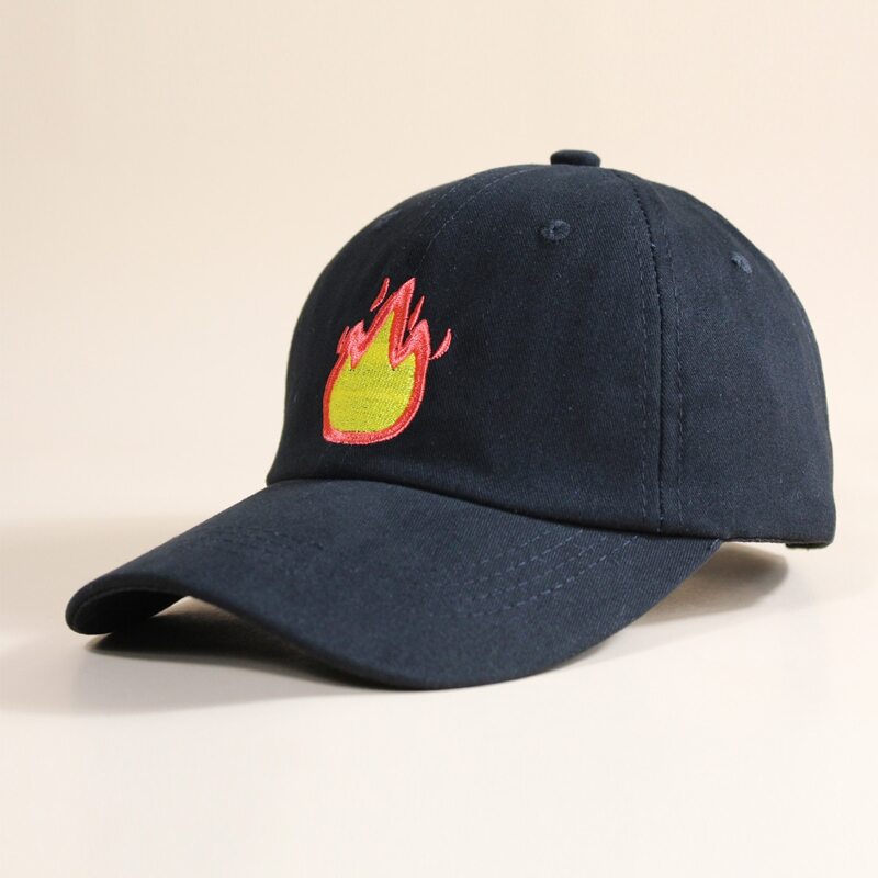 

Guys Flame Embroidered Baseball Cap, Black