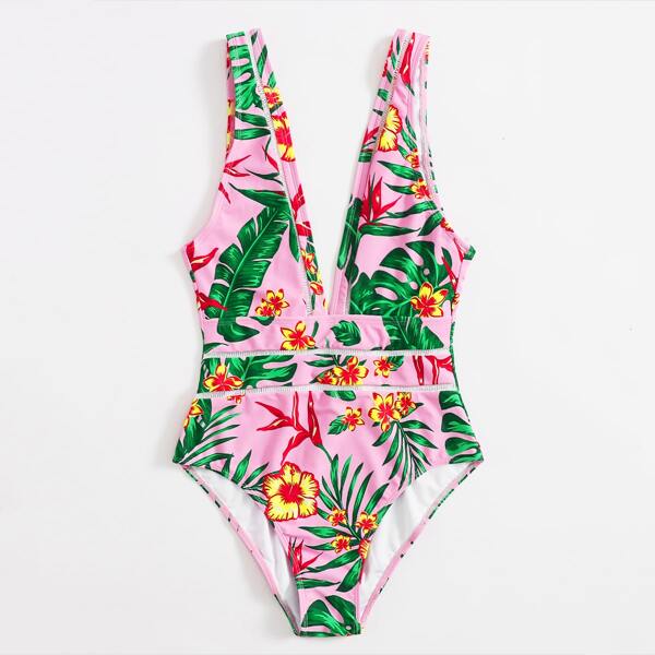 

Floral & Tropical One Piece Swimsuit, Multicolor