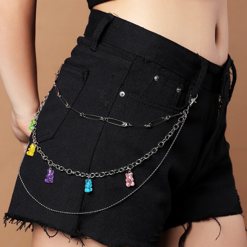 

Bear Charm Layered Waist Chain, Silver