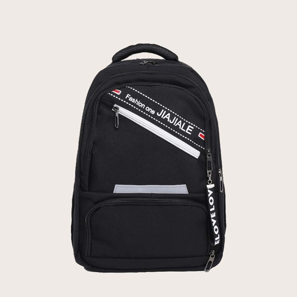 

Men Letter Graphic Backpack, Black