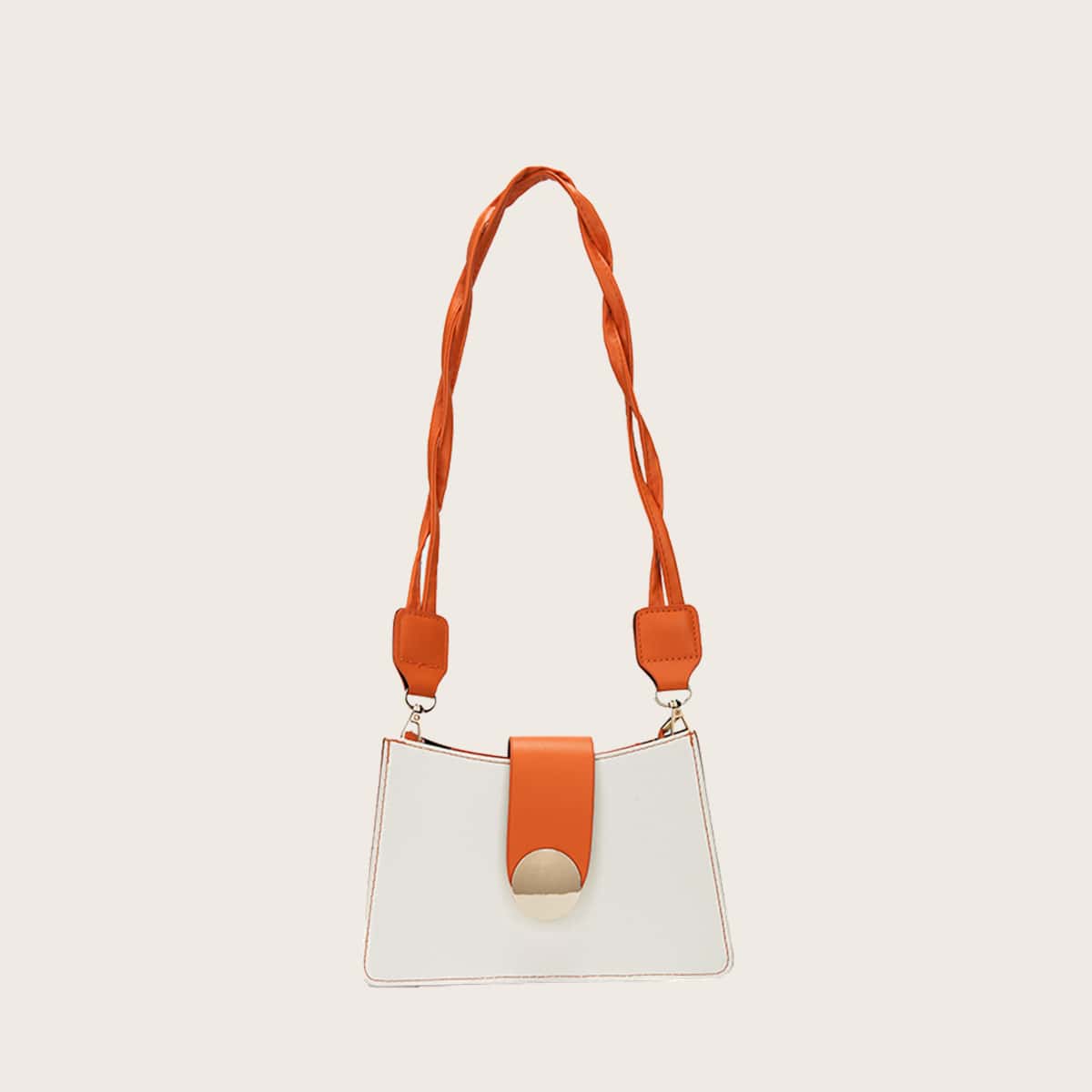 

Two Tone Twist Strap Shoulder Bag, Multicolor