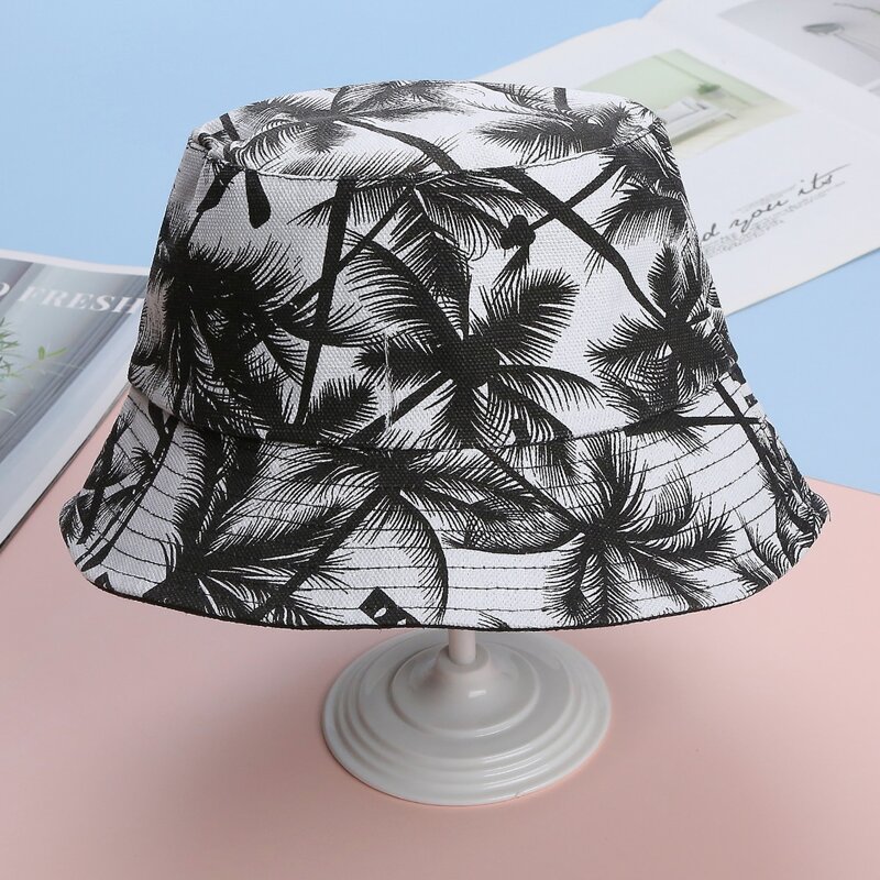

Tropical Plants Bucket Hat, Black and white