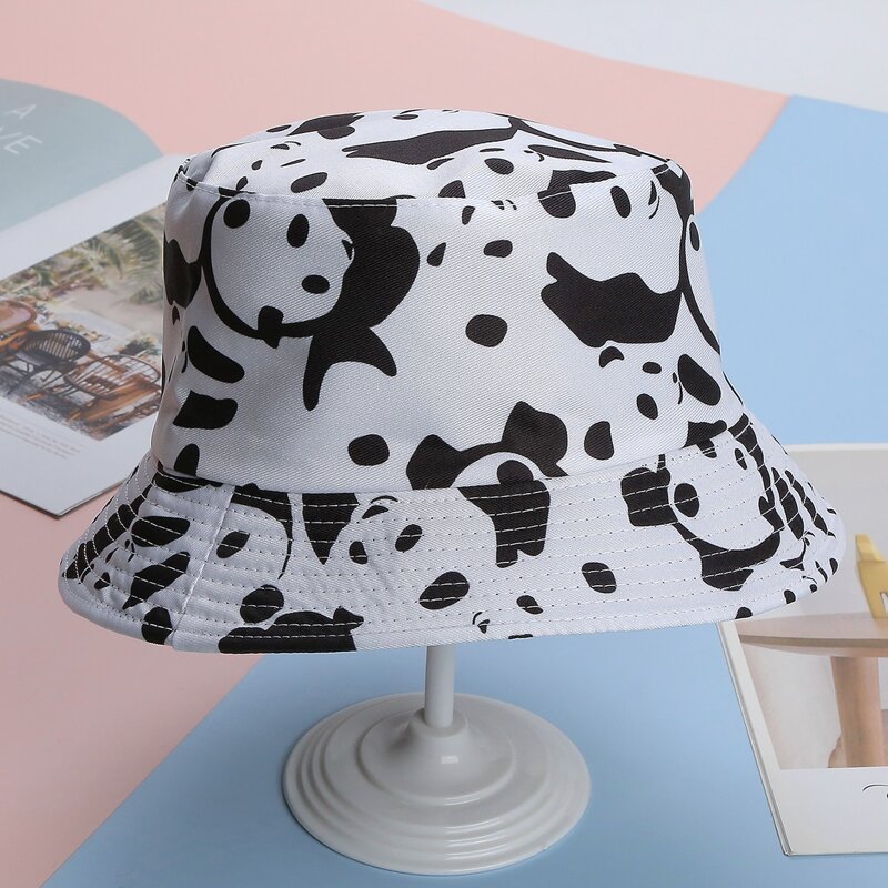 

Cartoon Panda Pattern Bucket Hat, Black and white