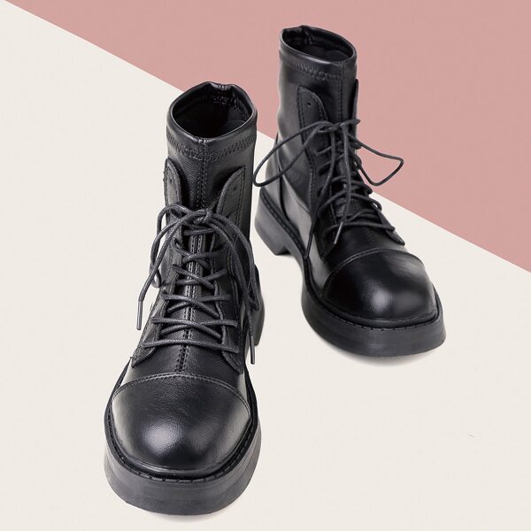 

Lace-up Front Combat Boots, Black