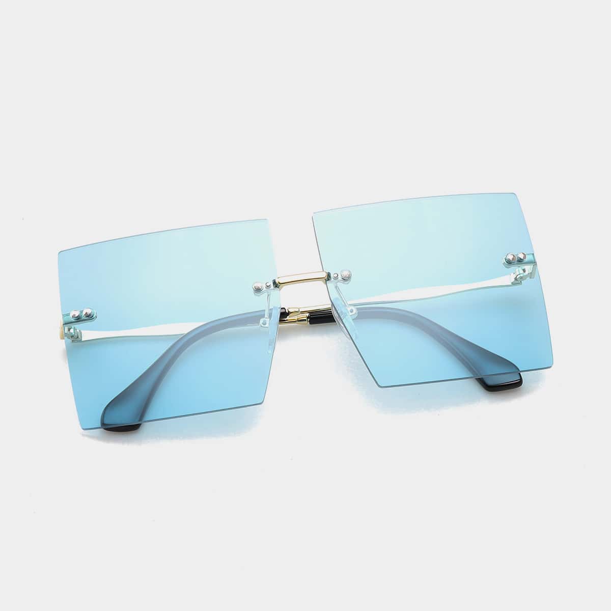 

Guys Rimless Square Frame Sunglasses, Blue