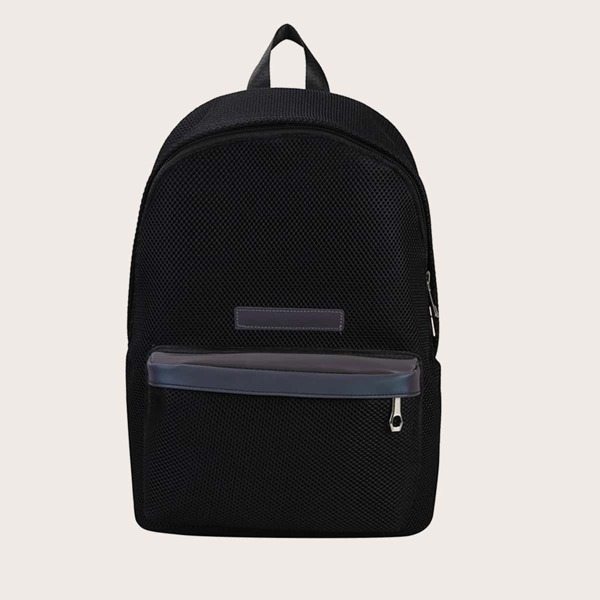 

Pocket Front Curved Top Backpack, Black