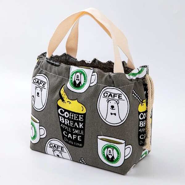 

Cartoon Graphic Lunch Box Bag, Dark grey