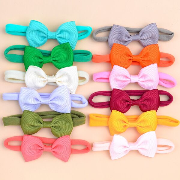 

12pcs Baby Bow Decor Headband, Multicolor