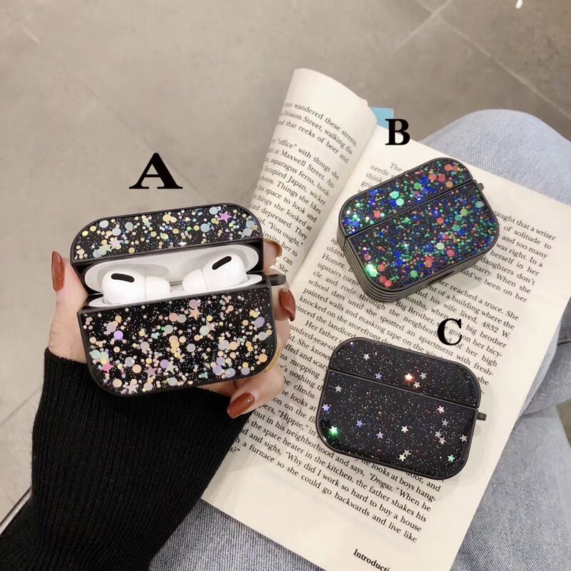 

1pc Glitter AirPods Pro Case, Black
