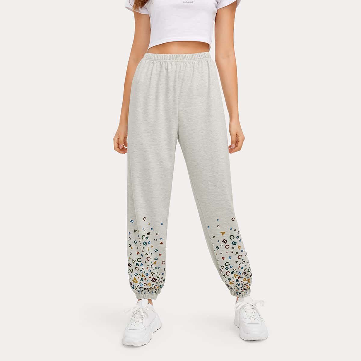 

Letter Graphic Sweatpants, Light grey