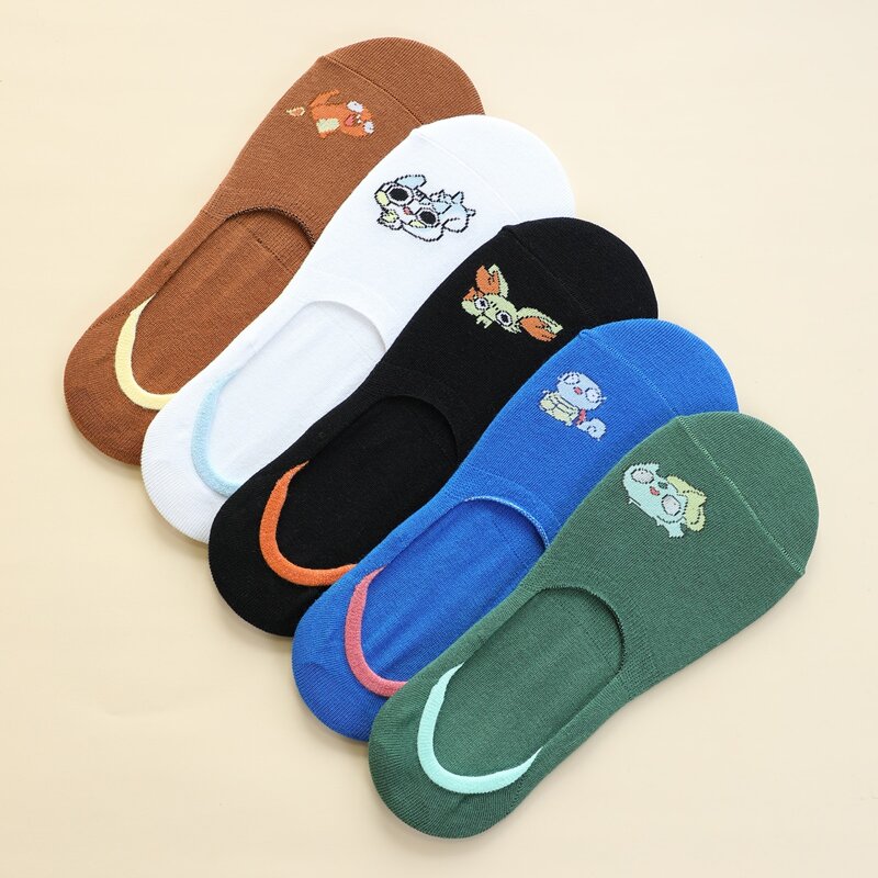 

5pairs Guys Cartoon Graphic Invisible Socks, Multicolor