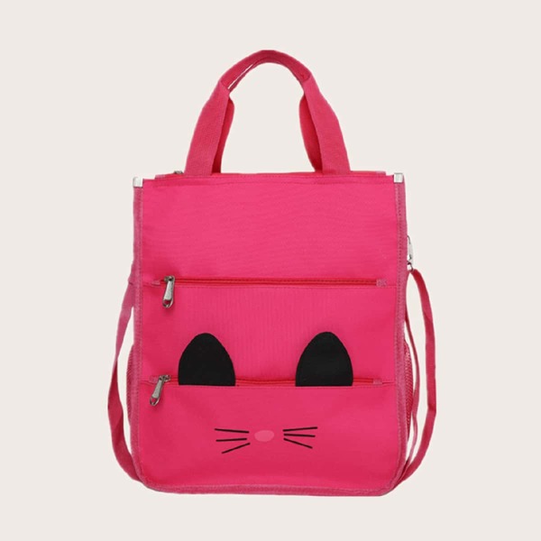 

Girls Pocket Side Cartoon Graphic Satchel Bag, Hot pink
