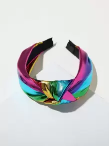 Knot Decor Rainbow Striped Hair Hoop - Multicolor - View 1