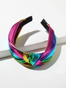 Knot Decor Rainbow Striped Hair Hoop - Multicolor - View 3