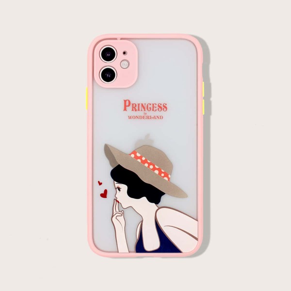 

1pc Girl Print iPhone Case, Multicolor