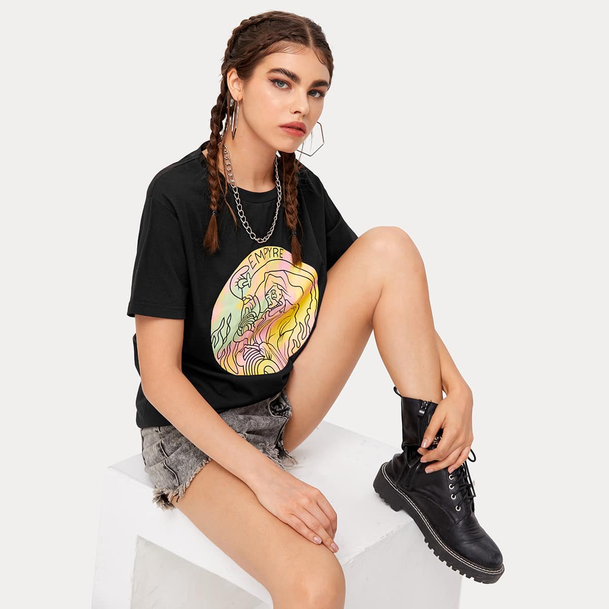 

Letter Graphic Tee, Black