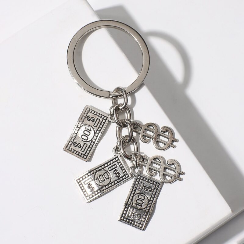 

Dollar Bills Charm Keychain, Silver