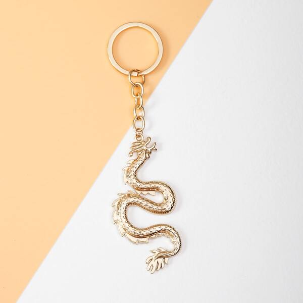 

Chinese Dragon Charm Keychain, Gold
