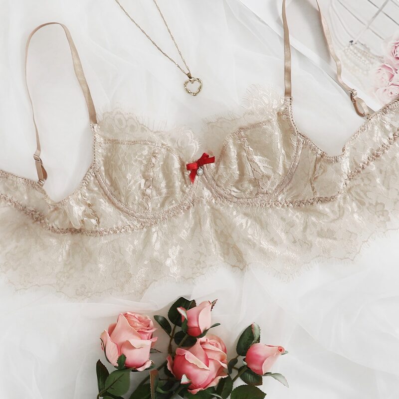 

Eyelash Lace Underwire Bra, Apricot