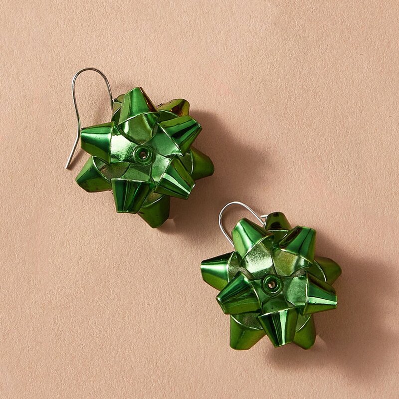 

Christmas Flower Drop Earrings, Green