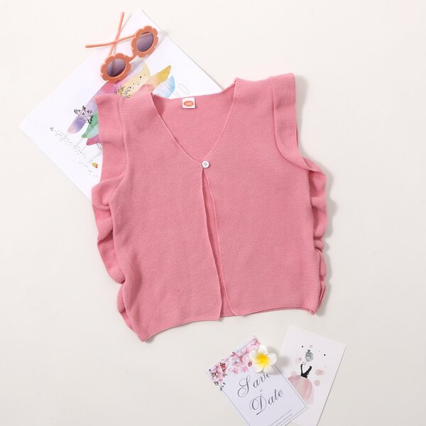 

Toddler Girls Ruffle Trim Cardigan, Pink pastel